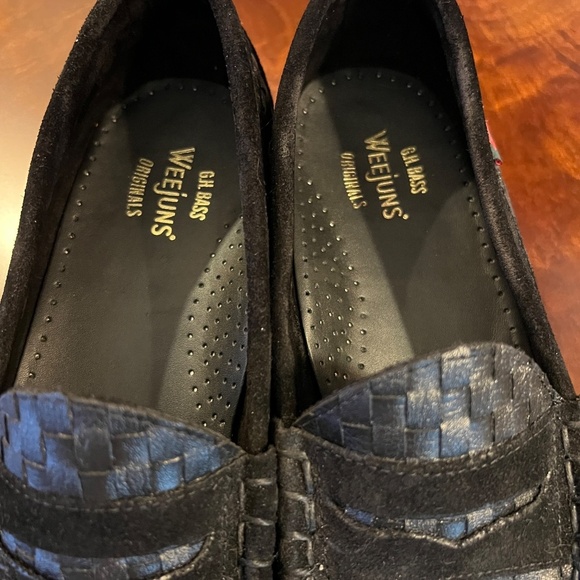 Men\'s G.H. Bass Weejuns Originals Larson Woven Crepe Loafers Shoes Black 10 D